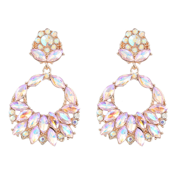 Wholesale Colored Diamond Series Alloy Diamond Geometric Full Diamond Earrings JDC-ES-JL1000