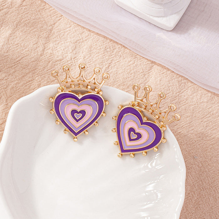 Wholesale Earrings Alloy Crown Heart MQO≥2 JDC-ES-huilm008