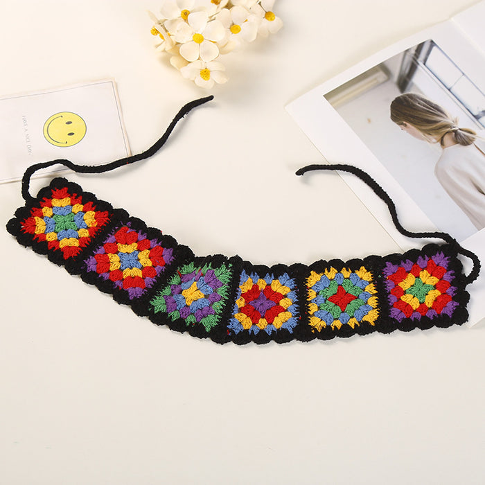 Wholesale Headband Cotton Crochet Knitting Hairband Pastoral Color Retro MOQ≥2 JDC-HD-YYang021