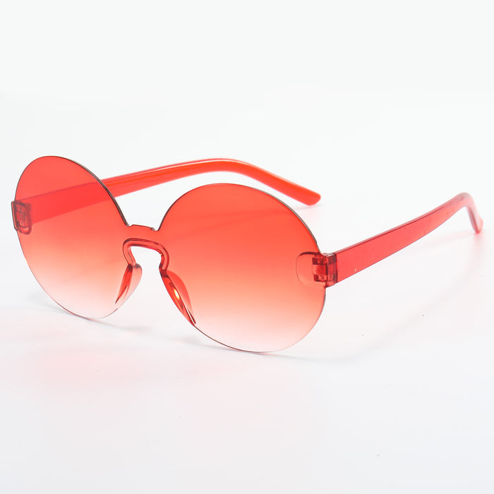 Gafas de sol de color caramelo de PC redondeada de PC sin rimes.
