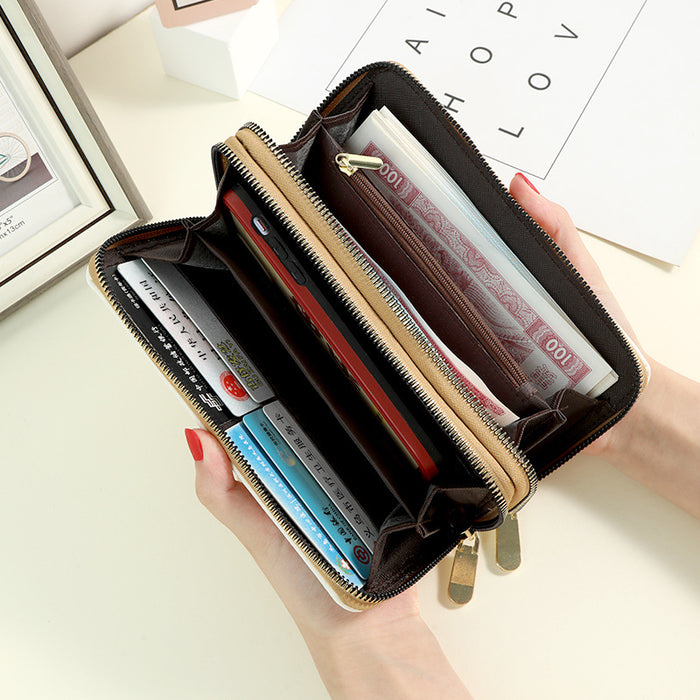 Wholesale Wallet PU Printing Double Zipper Large Capacity Phone Bag JDC-WT-Fanju010