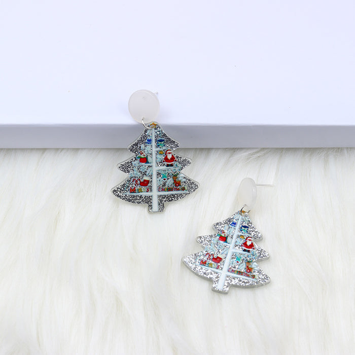 Wholesale Earrings Acrylic Colorful Christmas Tree Snowman JDC-ES-Duai048