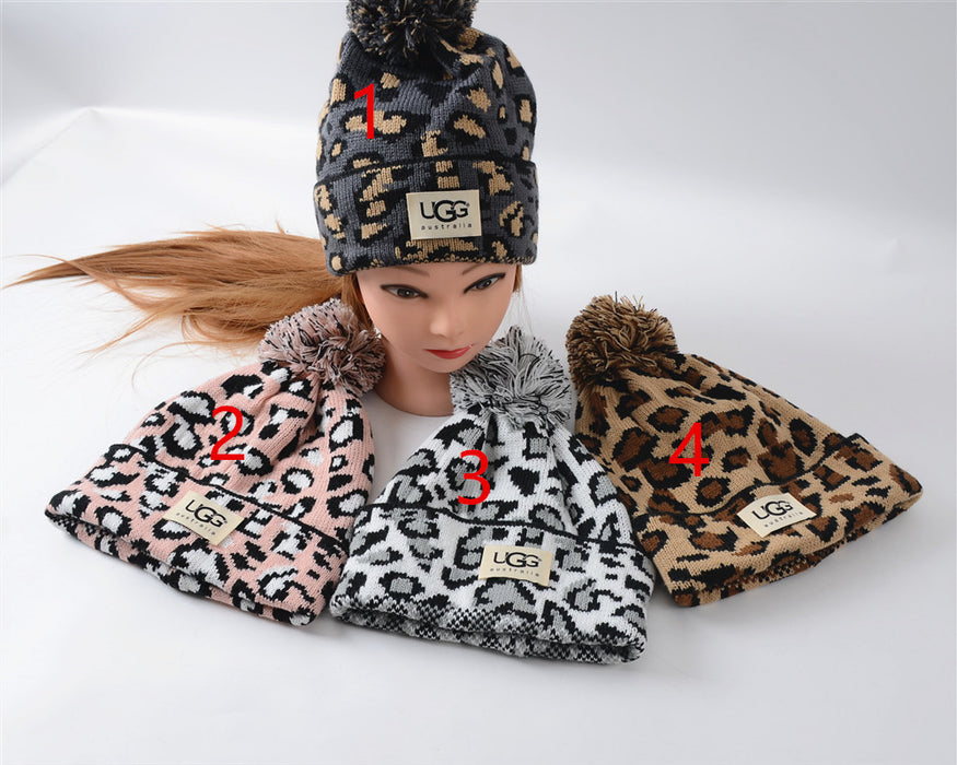 Wholesale Hat Acrylic Winter Warm Leopard Print Knit Sweater Hat MOQ≥2 (F) JDC-FH-KuT008
