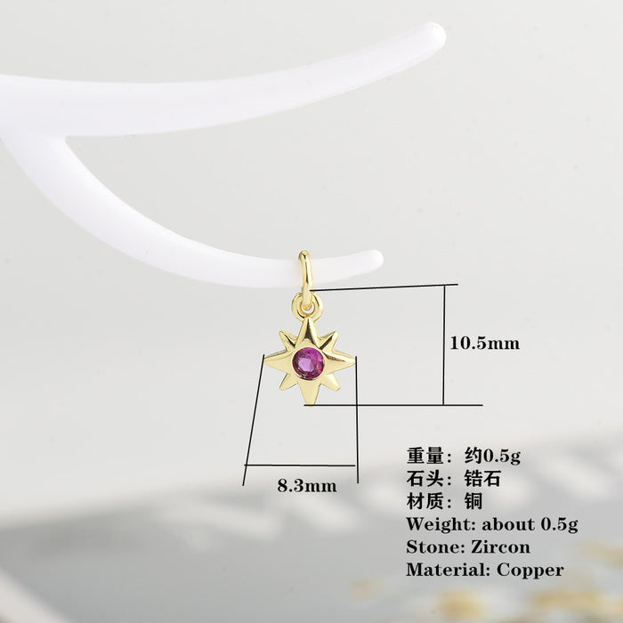 Wholesale Necklace Copper Colored Zircon Star Pendant MOQ≥10 JDC-NE-ZIYN006