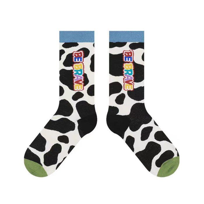 Wholesale socks cute cartoon tide brand milk spot letters pure cotton couple socks JDC-SK-HuiLi009