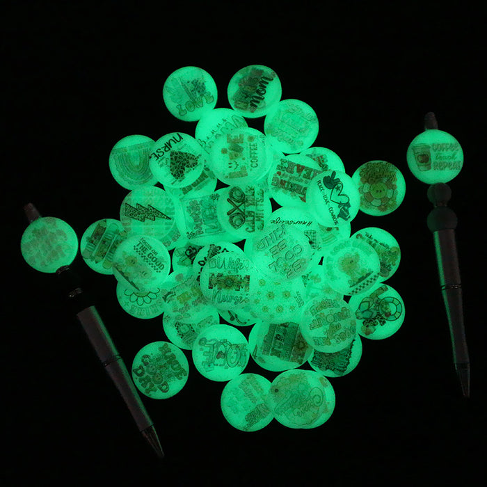 Wholesale of 10pcs of Luminescent Silicone Color Printed Beads JDC-BDS-JiaHS007