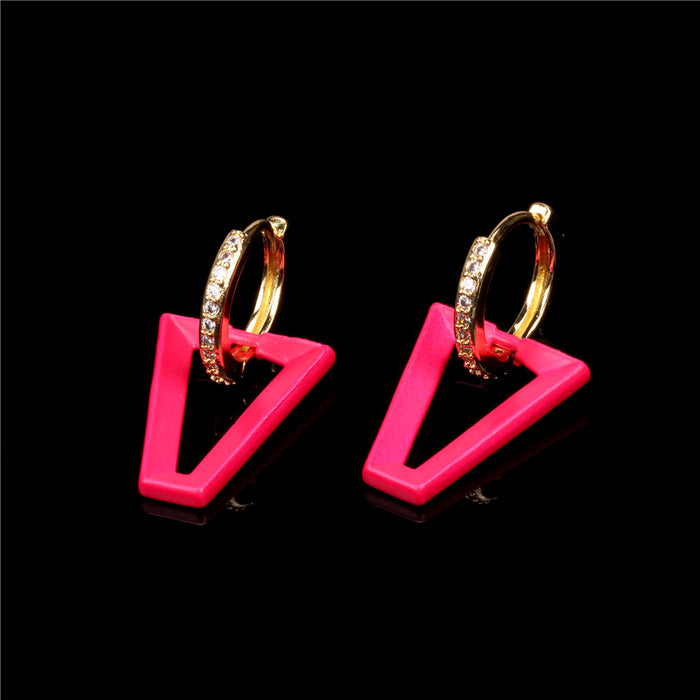 Wholesale Earrings Copper Color Painted Geometric Triangles JDC-ES-TianY004