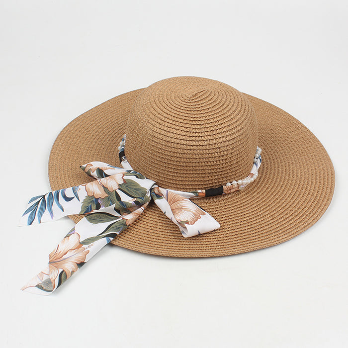 Jewelry WholesaleWholesale Printed Streamer Beach Sun Hat Straw Hat JDC-FH-JSYP001 Fashionhat 聚盛优品 %variant_option1% %variant_option2% %variant_option3%  Factory Price JoyasDeChina Joyas De China