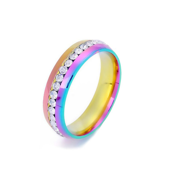 Wholesale Stainless Steel Color Diamond Glossy Round Ring JDC-RS-JYS001