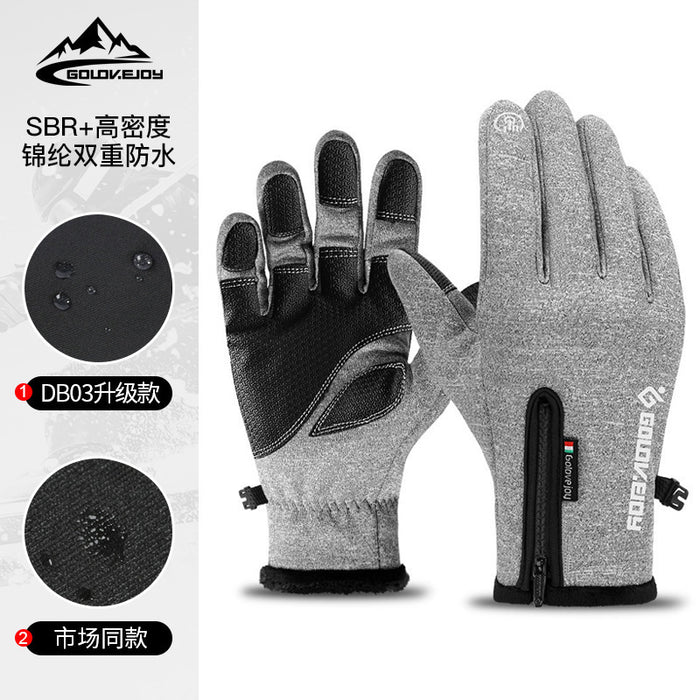Wholesale Gloves Acrylic Waterproof Palm Non-Slip Zipper Touch Screen Riding Ski MOQ≥2 JDC-GS-ShengD004