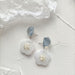 Jewelry WholesaleWholesale S925 silver flower ink water wave Blue White Earrings JDC-ES-MiH010 Earrings 米穗 %variant_option1% %variant_option2% %variant_option3%  Factory Price JoyasDeChina Joyas De China