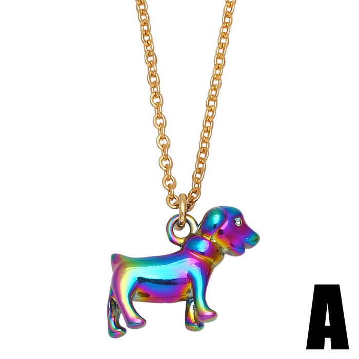 Wholesale Hip Hop Necklace Metal Colorful Balloon Dog Necklace JDC-NE-AS587