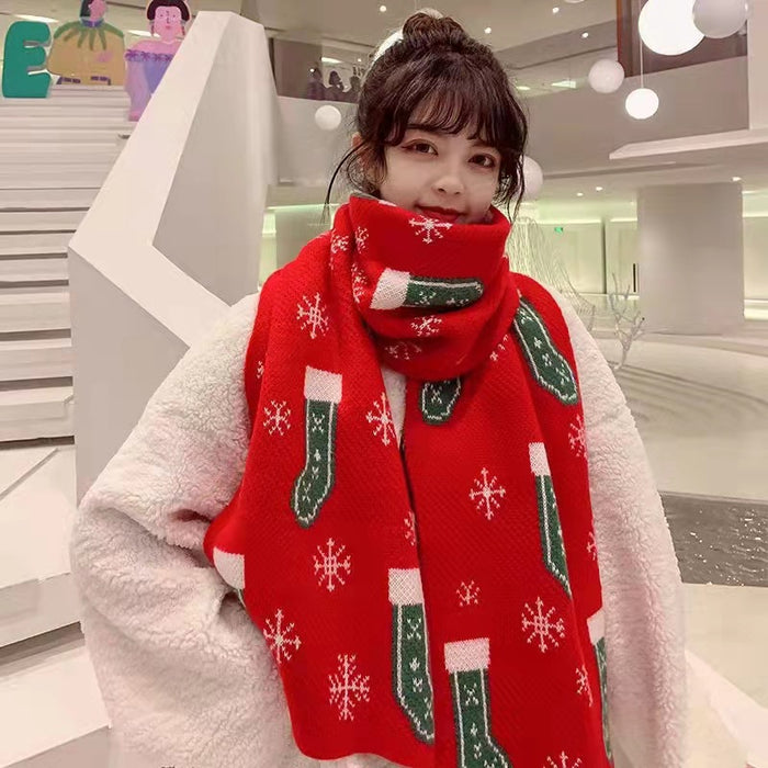 Wholesale Scarf Wool Knitting Christmas Thick Winter Warm JDC-SF-Yuxin002