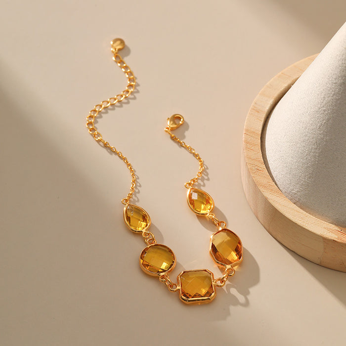 Wholesale Bracelet Copper Glass Diamond Pear Drop Diamond Square Jewelry MOQ≥2 JDC-BT-XiL005