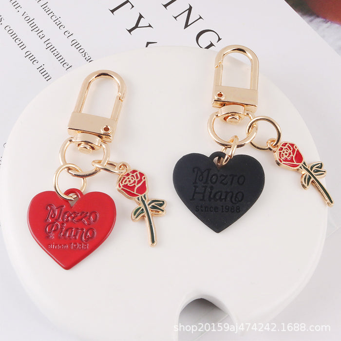 Wholesale Keychains Alloy Heart Rose Couple MOQ≥2 JDC-KC-YiHan036