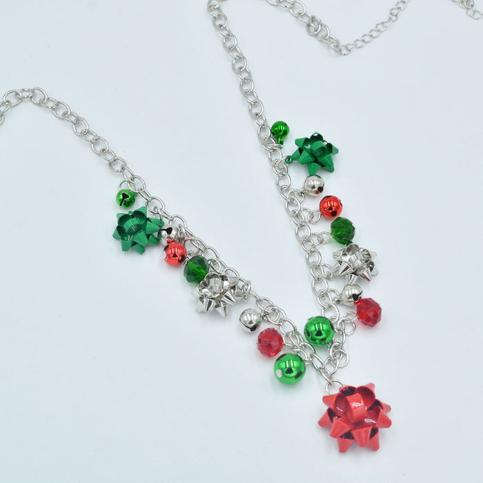 Wholesale Necklace Alloy Christmas Flower Colorful Bell Bracelet Earring Set MOQ≥2 JDC-NE-TuC001