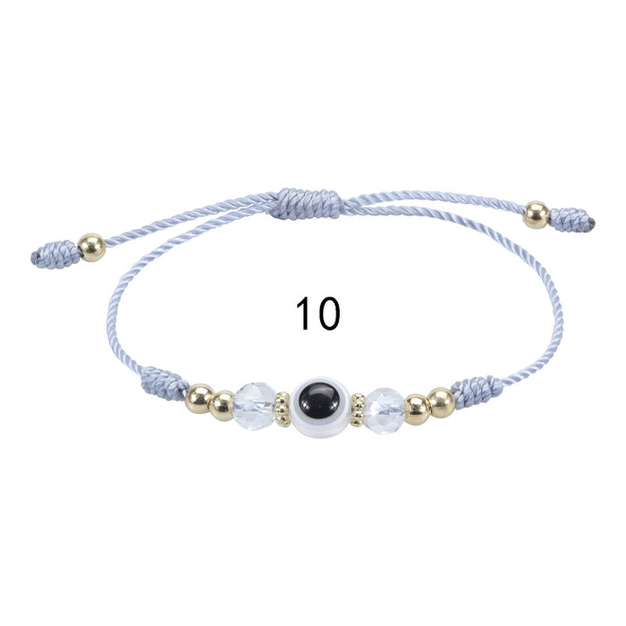 Wholesale Beaded Crystal Devil's Eye Adjustable Braided Bracelet MOQ≥2 JDC-BT-Yiye027