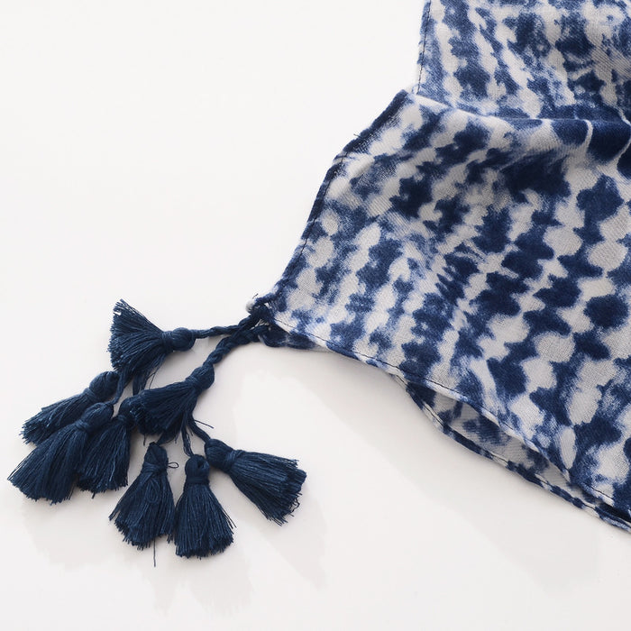 Bufanda de seda de seda al por mayor poliéster azul blanco tinte chal jdc-ss-mifan002
