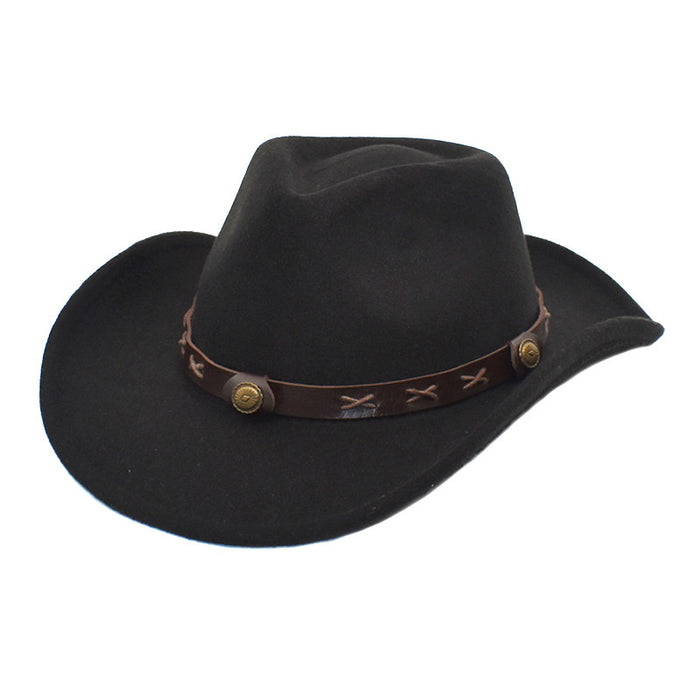 Gat de sombrero al por mayor Wool Western Cowboy Top Hat JDC-FH-Shunma030