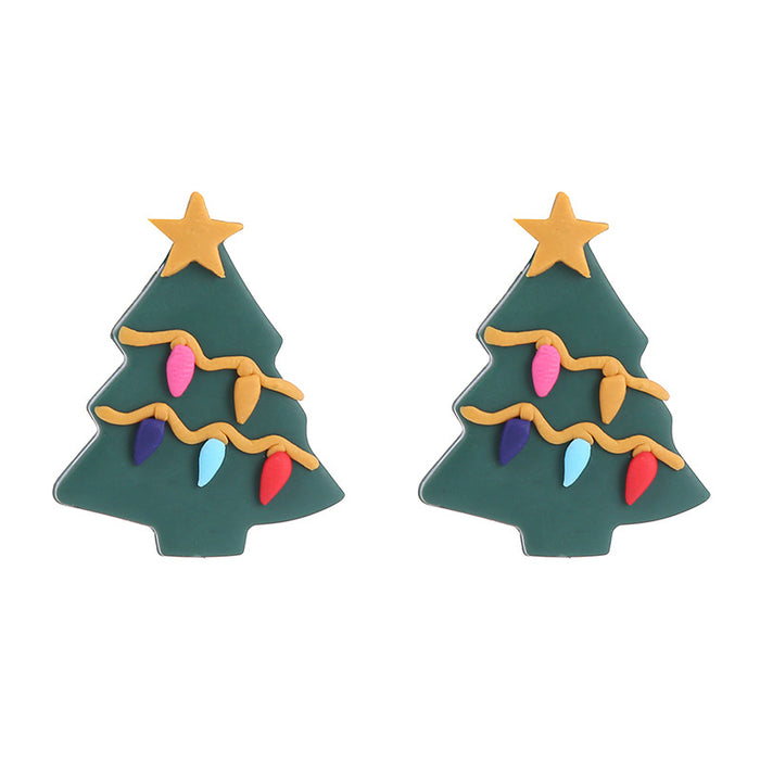 Wholesale Earrings Soft Pottery Christmas Snowman Cane JDC-ES-ChTeng007