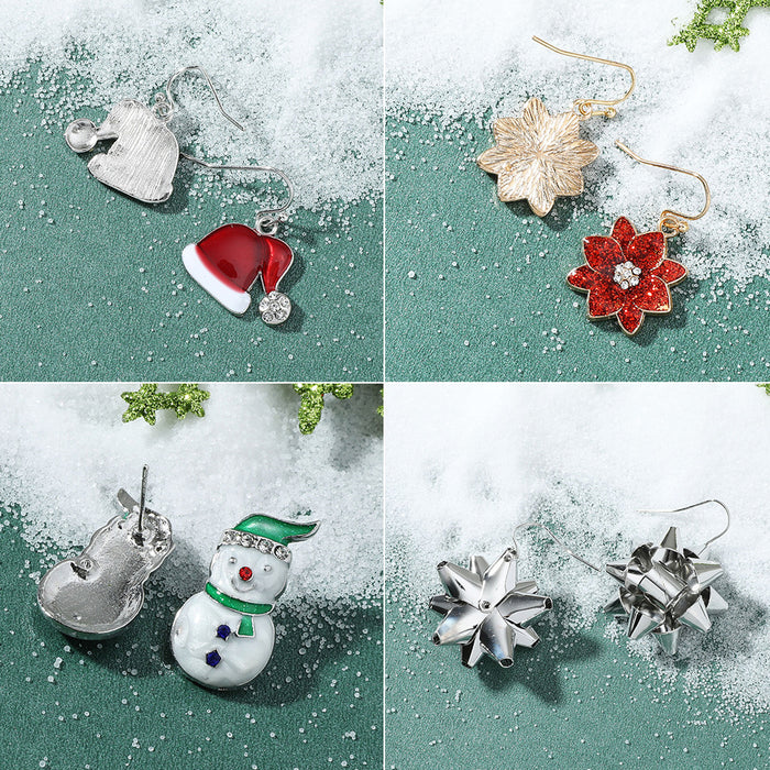 Wholesale Earrings Alloy Enamel Christmas Elk Snowflakes JDC-ES-A555