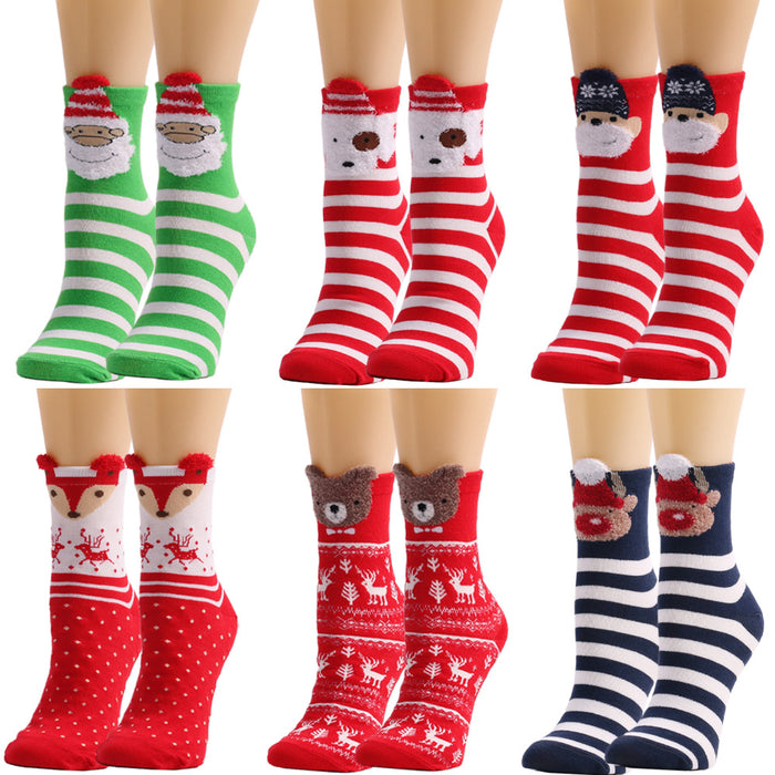 Wholesale Socks Polyester Stretch Silk Christmas Elk Stockings MOQ≥3 JDC-SK-XQ010