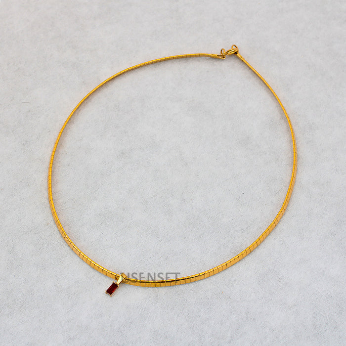Wholesale Necklaces Titanium Steel Square Zircon Gold Choker JDC-NE-YueS005