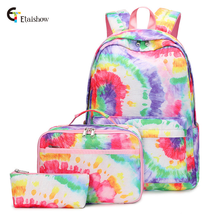 Wholesale Tie Dye Printed Large Capacity Polyester Backpack Set JDC-BP-YongF001