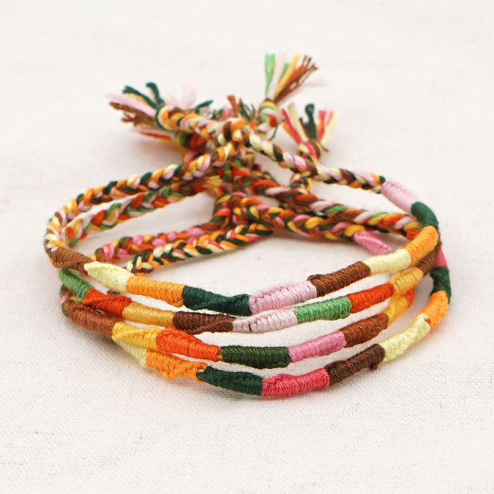 Wholesale Handmade Original Cotton Thread Pure Hand Woven Boho Color Bracelet JDC-BT-HeY017