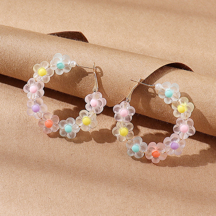 Wholesale Earrings Plastic Candy Color Flower Circle MOQ≥2 JDC-ES-qz009