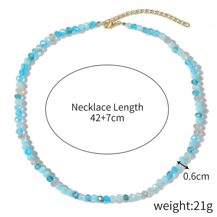 Wholesale Crystal Pendant Clavicle Chain Summer Color Rice Beads Crystal Pearl Necklace JDC-NE-JiaYi001
