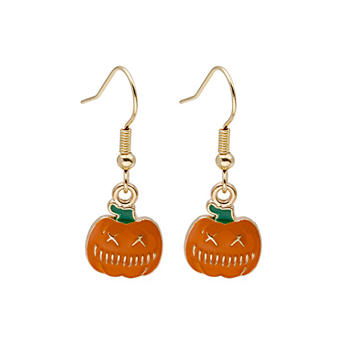Wholesale earrings alloy halloween pumpkin head drip oil JDC-ES-MDD041