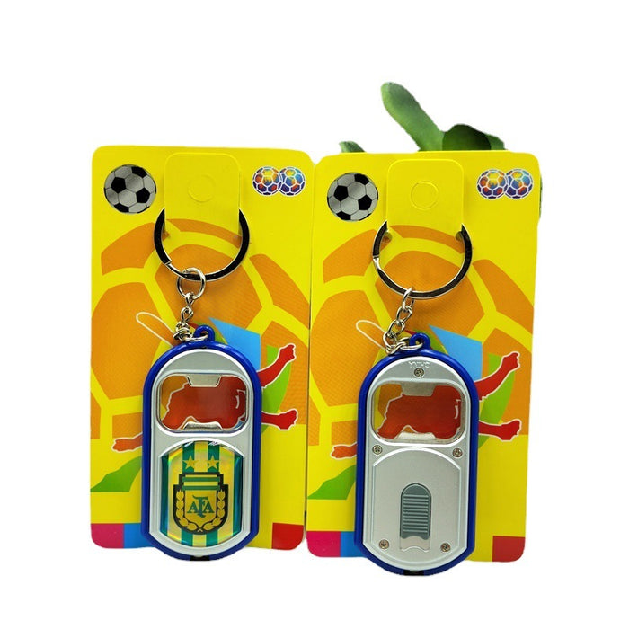 Llaveros al por mayor abridor de botellas de plástico con luz 2022 Mundial de fútbol MOQ≥2 JDC-KC-Zhiyu003