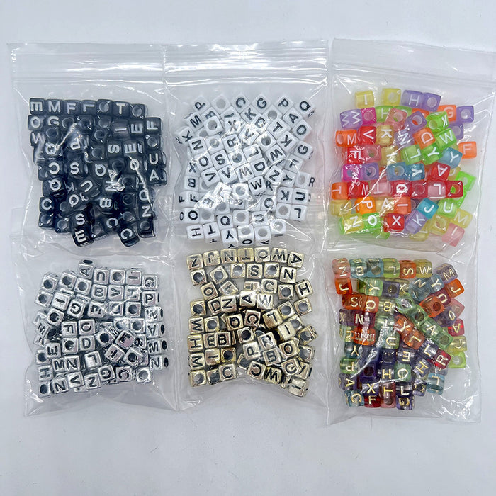 Wholesale Pendant 6MM DIY Letter Handmade Square Transparent Acrylic Pack of 100 MOQ≥2 JDC-PT-BiLai002