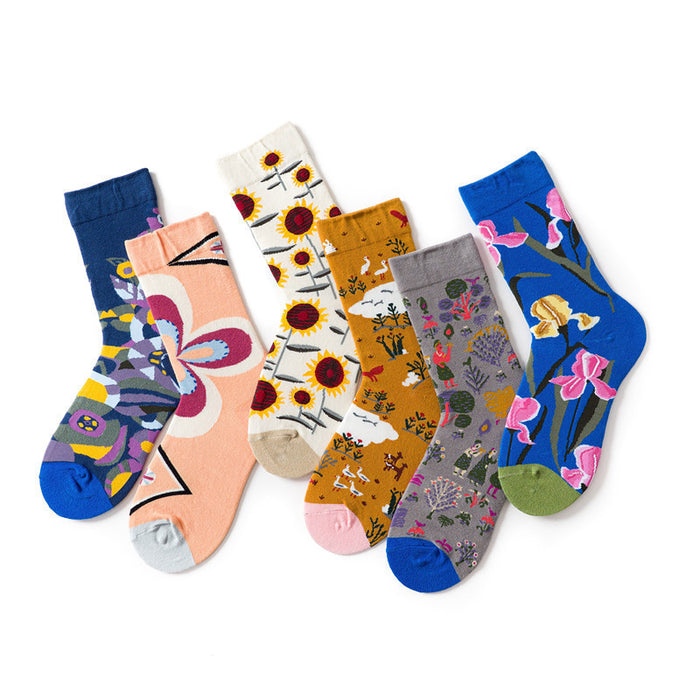 Wholesale literary women's socks Harajuku Hyuna ins jacquard street skateboard retro JDC-SK-HuiLi005