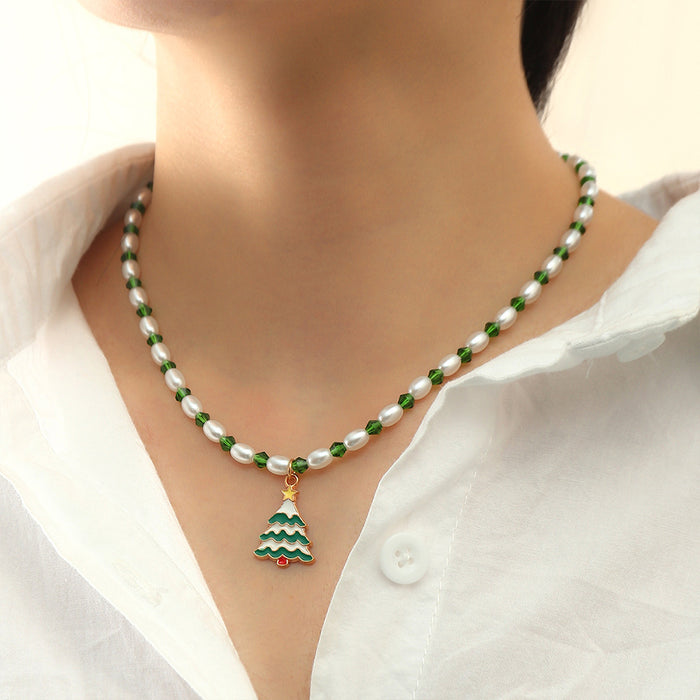 Wholesale Necklaces Alloy Christmas Pearl Crystal JDC-NE-NZ075