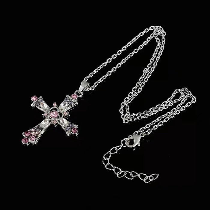 Wholesale Bohemian Crystal Cross Alloy Necklace MOQ≥2 JDC-NE-FuS001