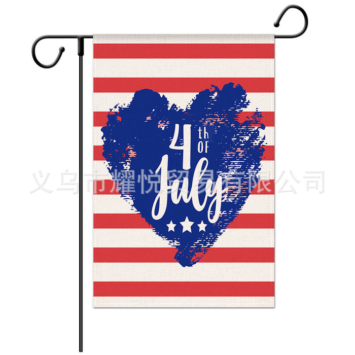 Wholesale 4th of July Independence Day Linen Garden Flag Double Sided Printing Banner MOQ≥2 JDC-DC-YaoYue003