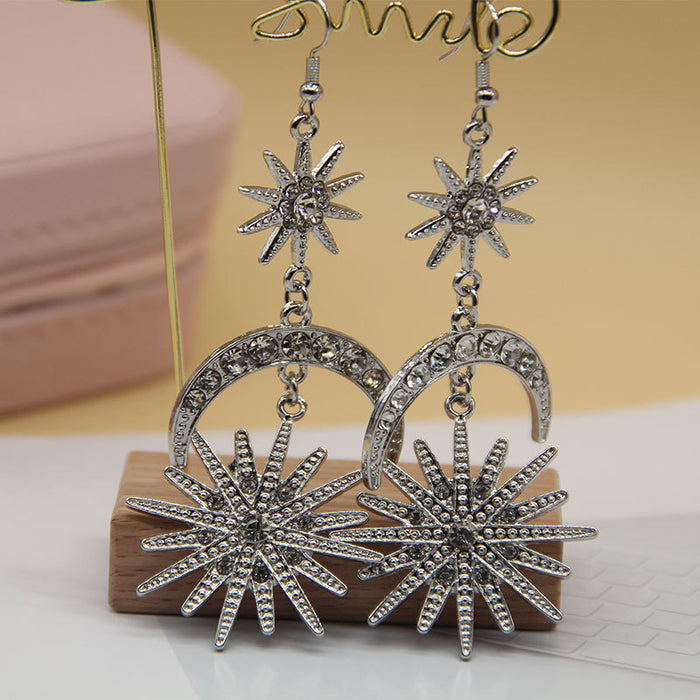 Wholesale earrings alloy star and moon combination JDC-ES-haoyu001