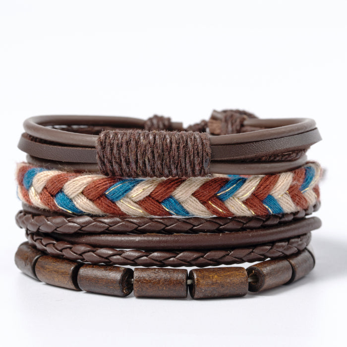 Wholesale Bracelet Leather Vintage Wax String Bracelet MOQ≥3 JDC-BT-RonH007