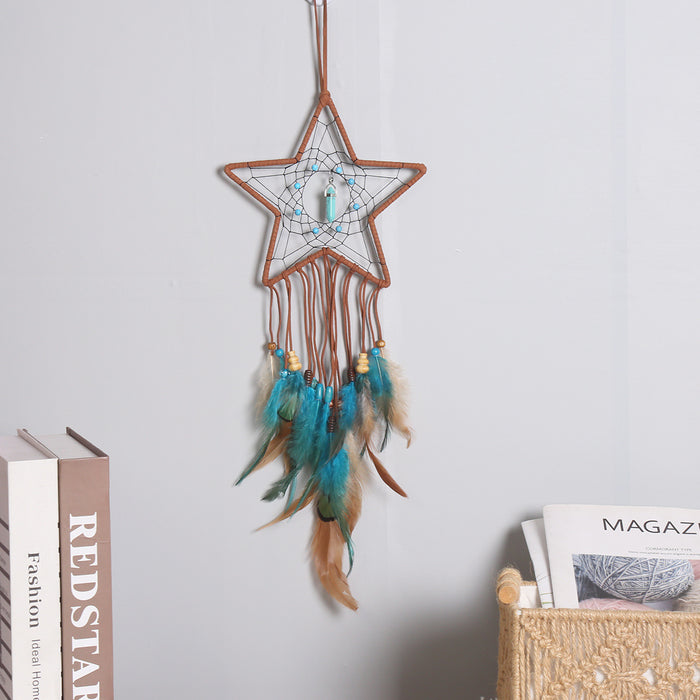 Wholesale Dream Catcher Feather Star Moon Turquoise MOQ≥2 JDC-DC-MengS053