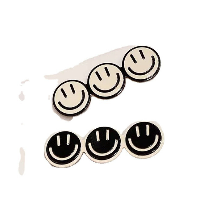 Wholesale Hair Clips Acrylic Black and White Smiley Simple JDC-HC-LiuJ001