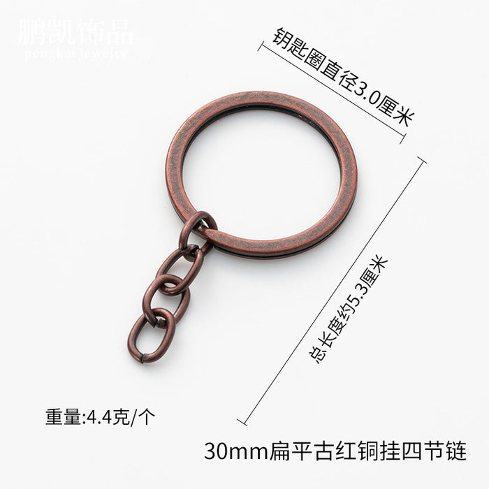 Wholesale Keychain Iron Handmade Material Four Section Chain Plating Keyring 10pcs JDC-KC-JuZ001