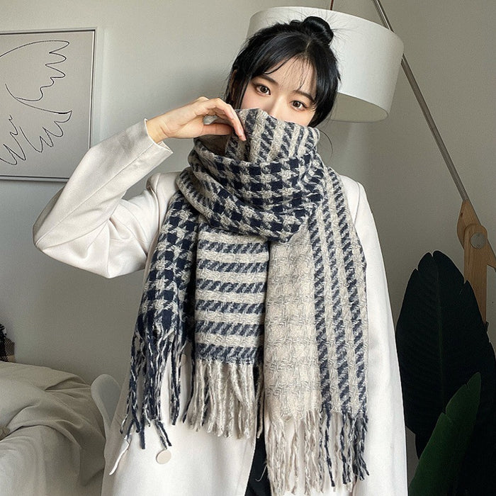 Wholesale Scarf Imitation Cashmere Thickened Houndstooth Shawl MOQ≥2 JDC-SF-Xinrong002