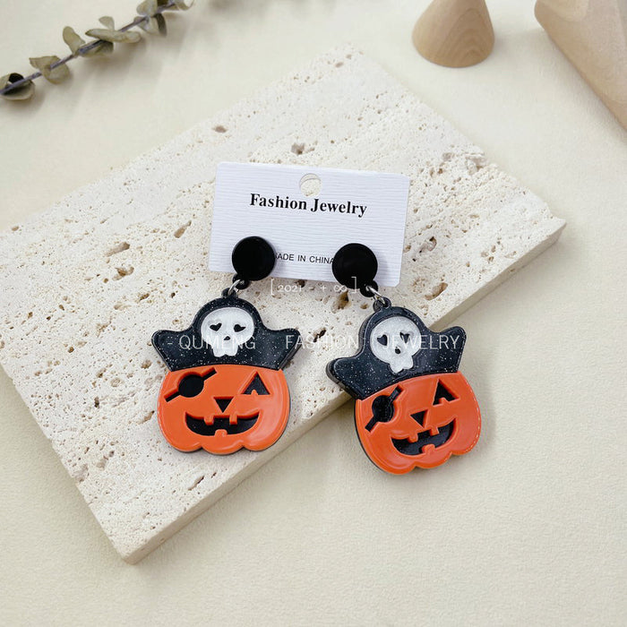 Wholesale Earrings Acrylic Pirate Pumpkin Head MQO≥2 JDC-ES-moshu018