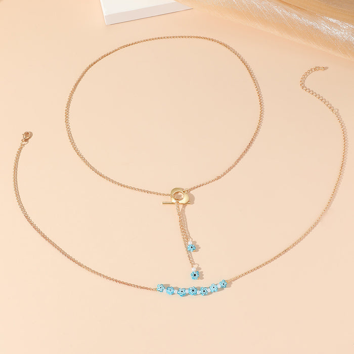 Wholesale Necklace Alloy Handmade Rice Beads Turquoise Star Moon Pendant MOQ≥2 JDC-NE-mengcui004