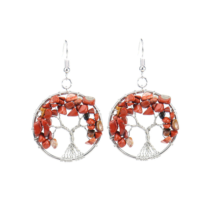 Wholesale earrings alloy natural crystal colorful tree roots MOQ≥2 JDC-ES-HXu002