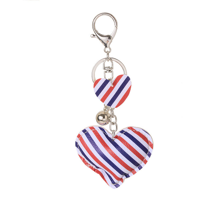 Wholesale 4th of July Independence Day Cute Peach Heart Shape Keychain MOQ≥5 JDC-KC-LK001