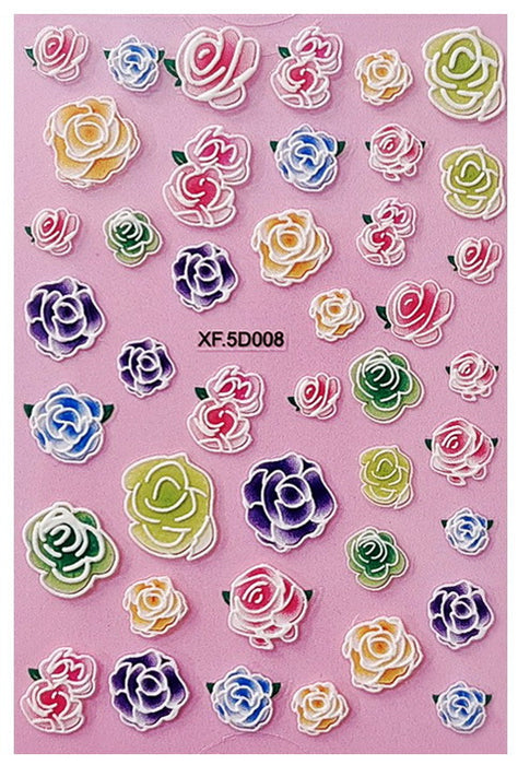 Wholesale Eco-Friendly Resin 5D Embossed Flower Nail Stickers MOQ≥10 JDC-NS-Jinjia003