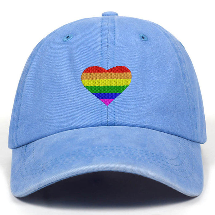 Wholesale rainbow peach heart embroidery baseball cap MOQ≥2 JDC-FT-QiuXi004